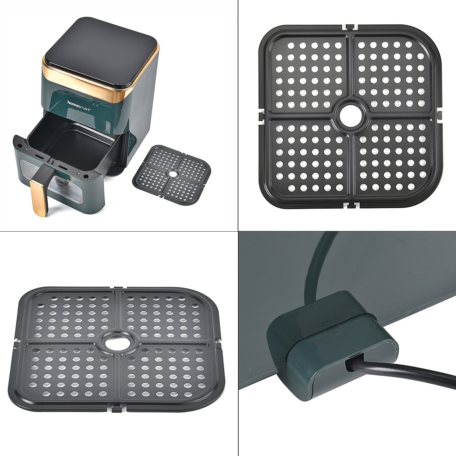 LIQUIDATION DEAL - Homesmart 3.5L Digital Air Fryer - Crisp, Roast, Bake - With Less Oil - 10 Menu Options - Green & Gold