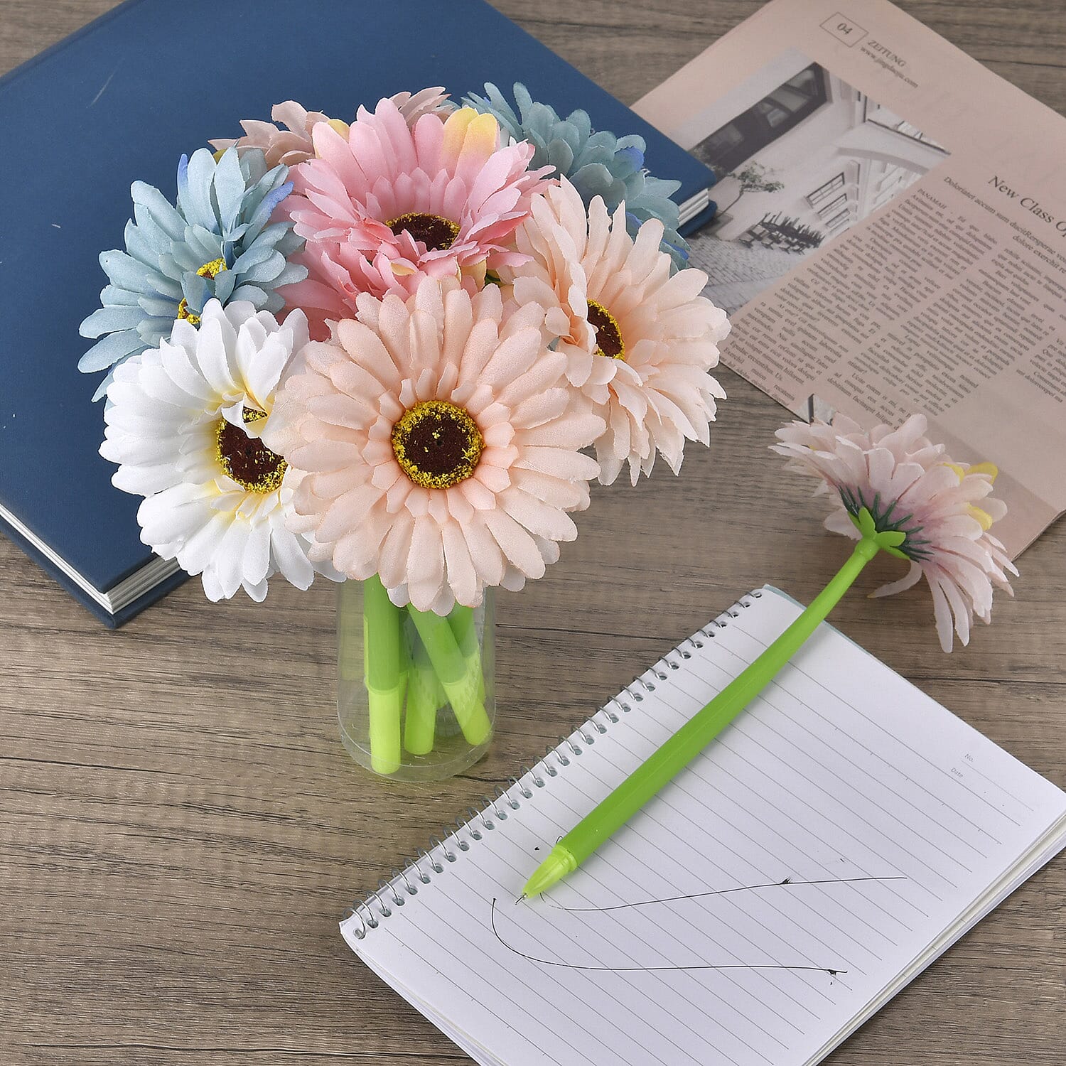 Set of 10 Creative Artificial Flowers Ballpoint Pen - Three Large Sunflower