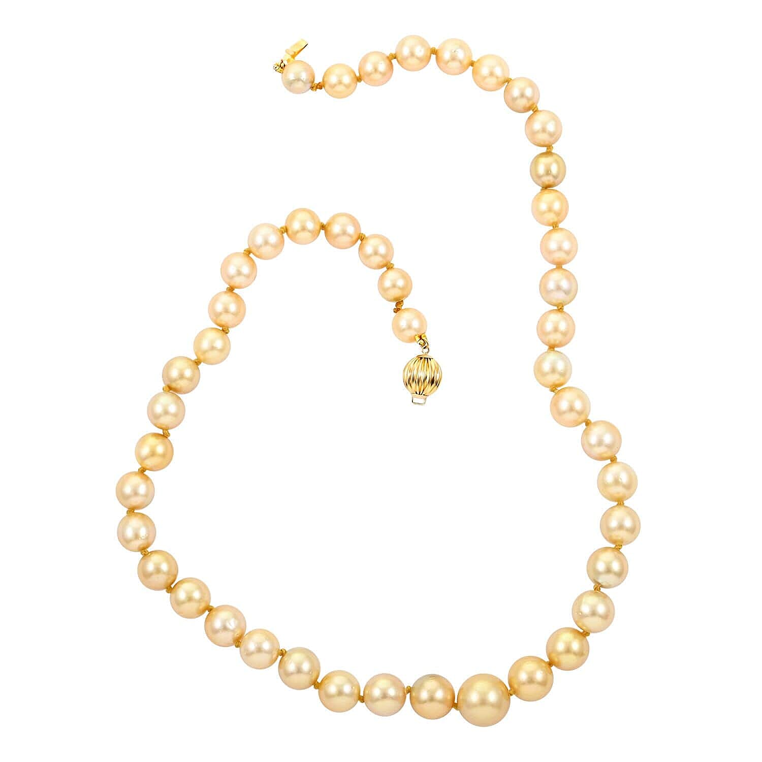 18K Yellow Gold AGI Certified AAAA Golden South Sea Pearl  Necklace (Size 18) 300.00 Ct.