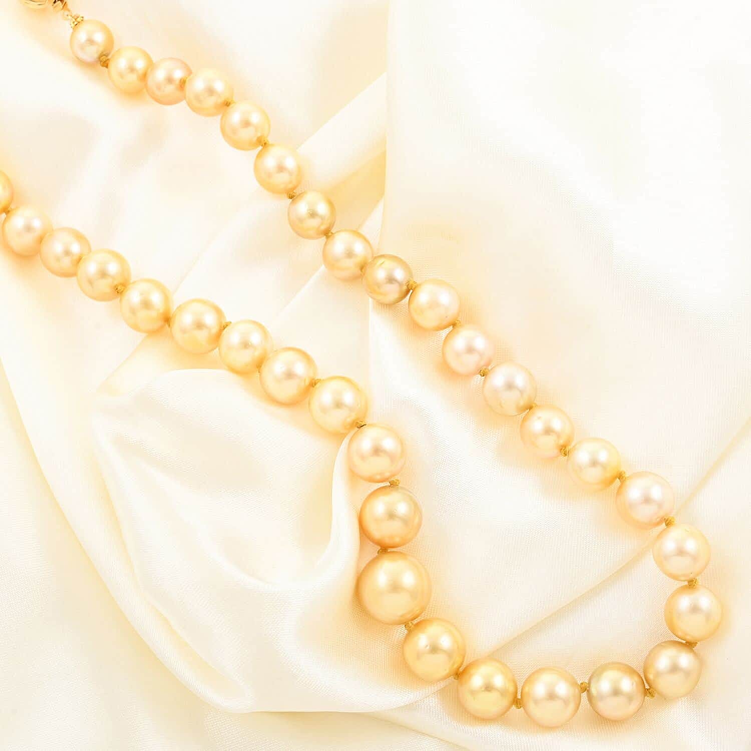 18K Yellow Gold AGI Certified AAAA Golden South Sea Pearl  Necklace (Size 18) 300.00 Ct.