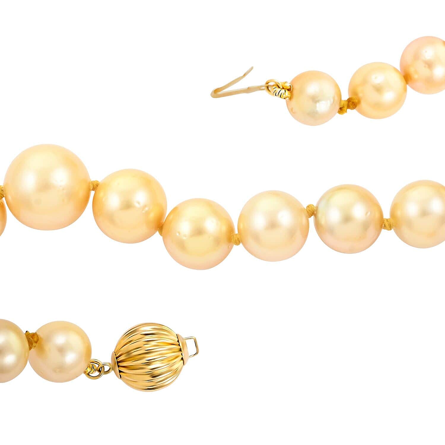 18K Yellow Gold AGI Certified AAAA Golden South Sea Pearl  Necklace (Size 18) 300.00 Ct.