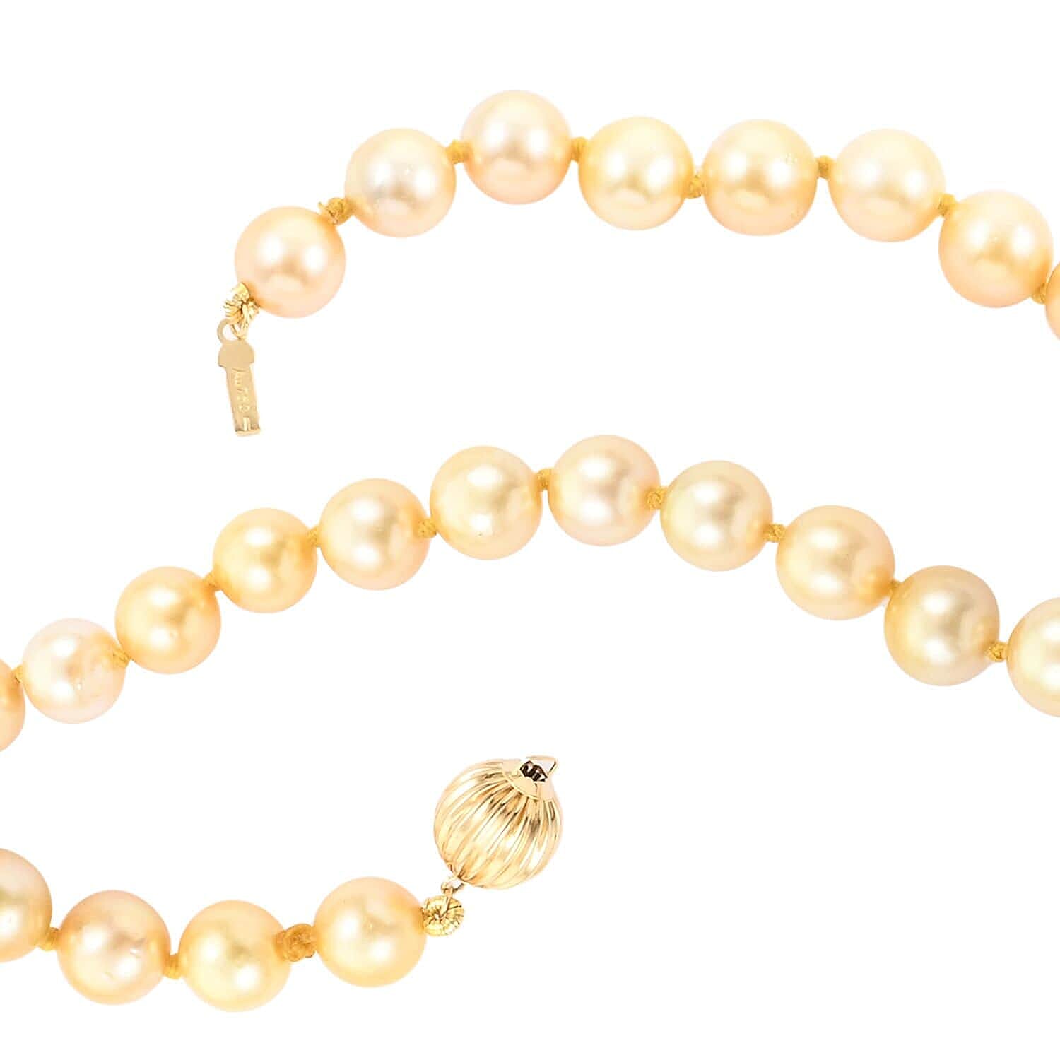 18K Yellow Gold AGI Certified AAAA Golden South Sea Pearl  Necklace (Size 18) 300.00 Ct.