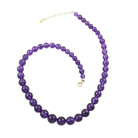 14K Yellow Gold  AAA   African Amethyst  Necklace (Size - 18) 275.00 ct,  Gold Wt. 2.1 Gms  275.000  Ct.