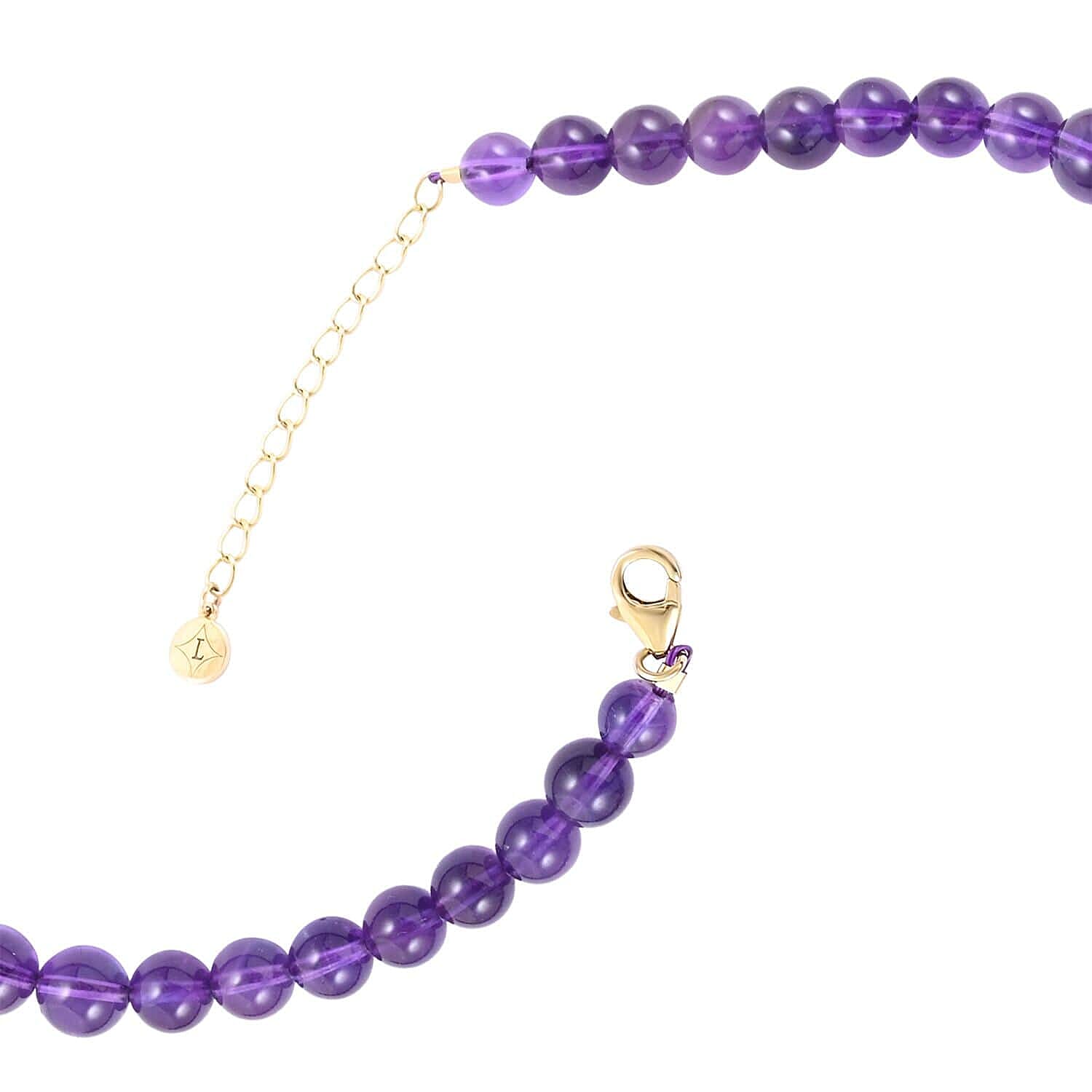 14K Yellow Gold  AAA   African Amethyst  Necklace (Size - 18) 275.00 ct,  Gold Wt. 2.1 Gms  275.000  Ct.