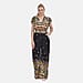  TAMSY Flutter Sleeve Smocked Rose Printed Midi Dress - Black
