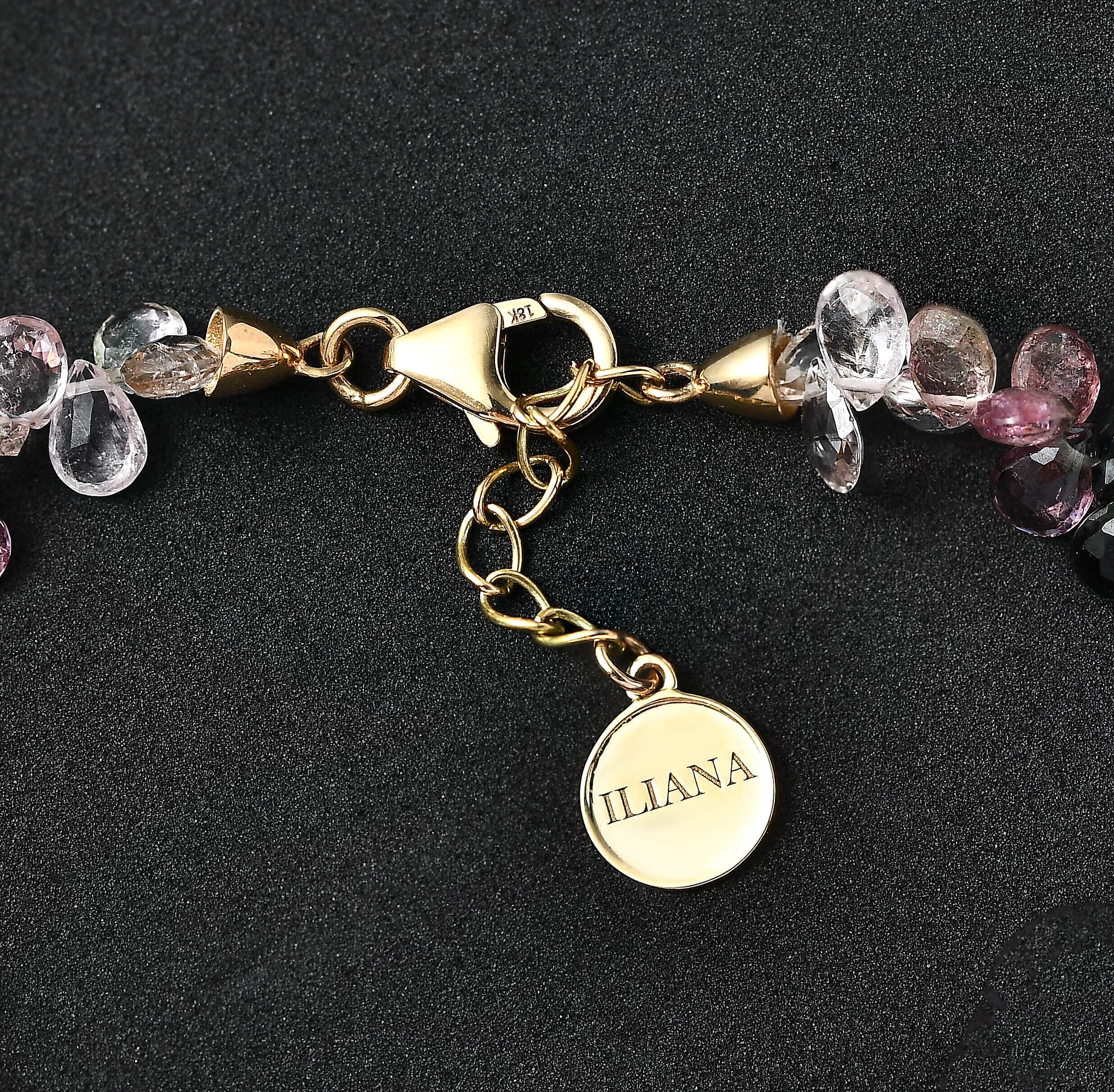 18K Yellow Gold  AAA   Multi-Tourmaline  Beads Bracelet (Size - 7) 35.00 ct,  Gold Wt. 1.95 Gms  35.000  Ct.