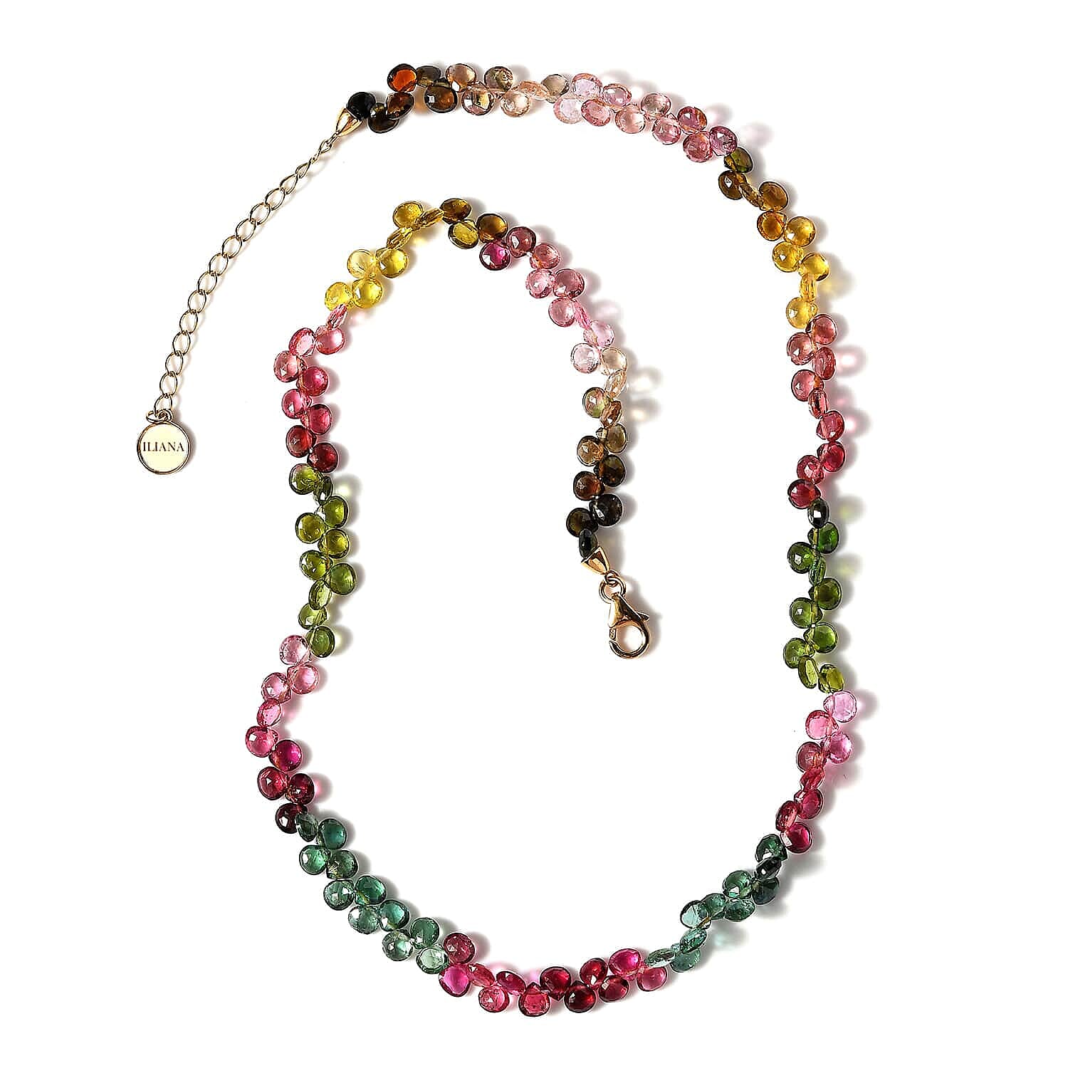 18K Yellow Gold  AAA   Multi-Tourmaline  Necklace (Size - 18) 60.00 ct,  Gold Wt. 2.26 Gms  60.000  Ct.