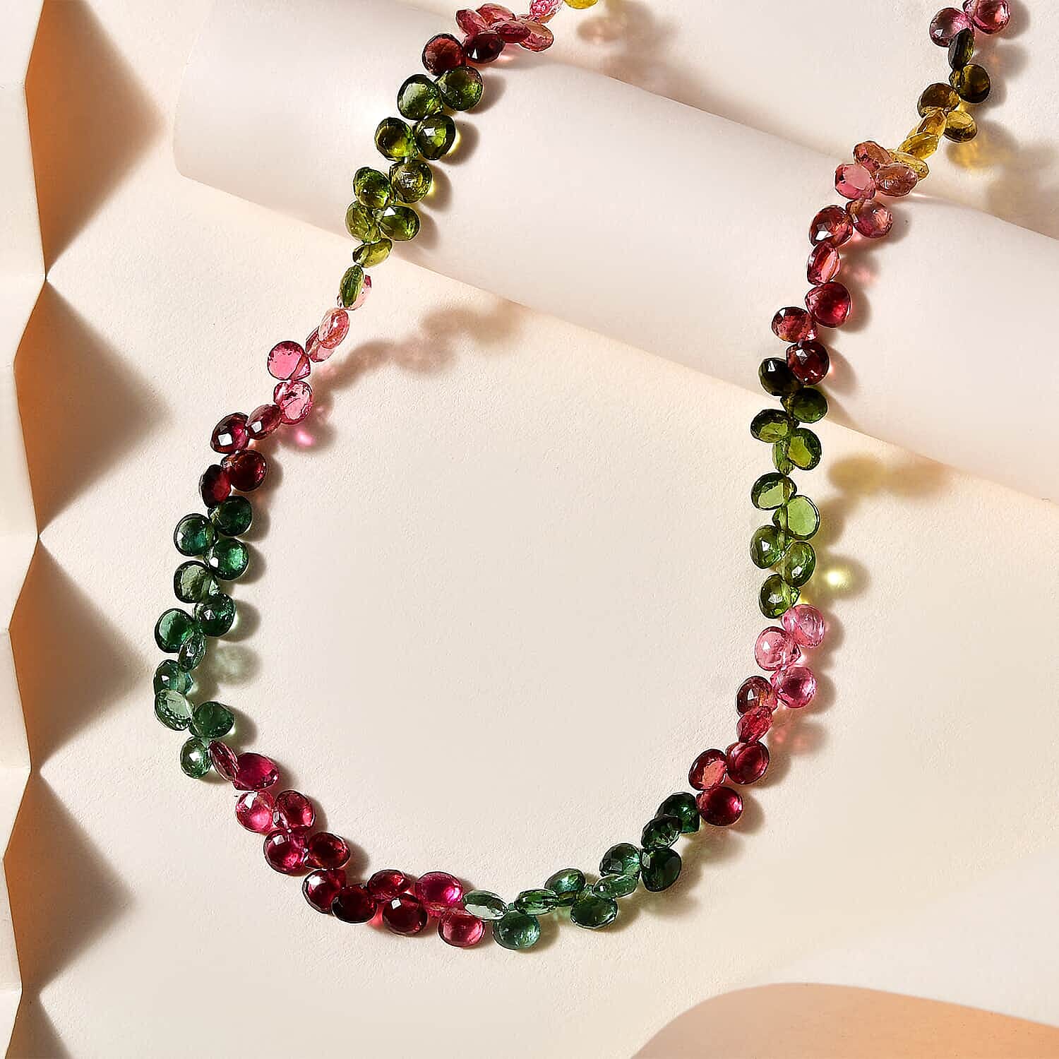 18K Yellow Gold  AAA   Multi-Tourmaline  Necklace (Size - 18) 60.00 ct,  Gold Wt. 2.26 Gms  60.000  Ct.