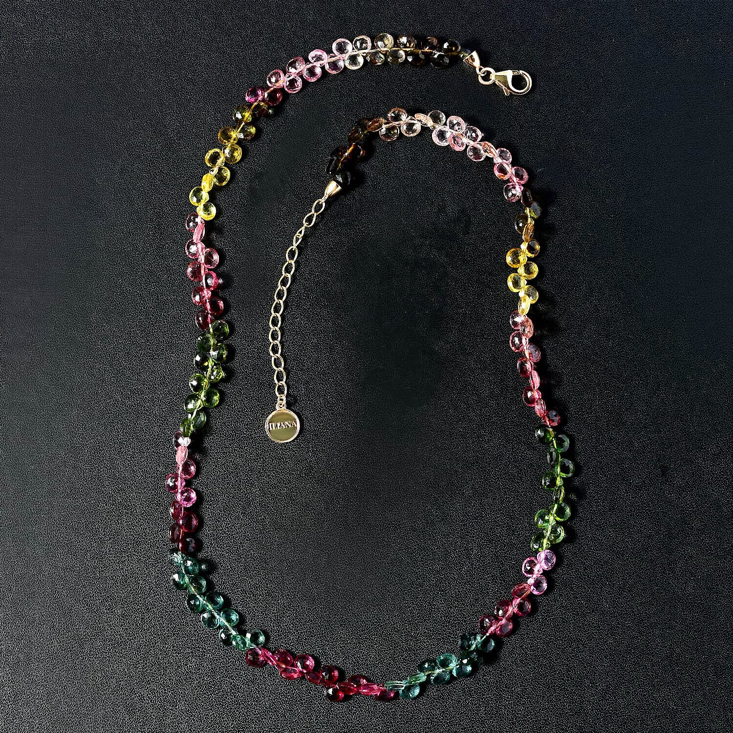 18K Yellow Gold  AAA   Multi-Tourmaline  Necklace (Size - 18) 60.00 ct,  Gold Wt. 2.26 Gms  60.000  Ct.