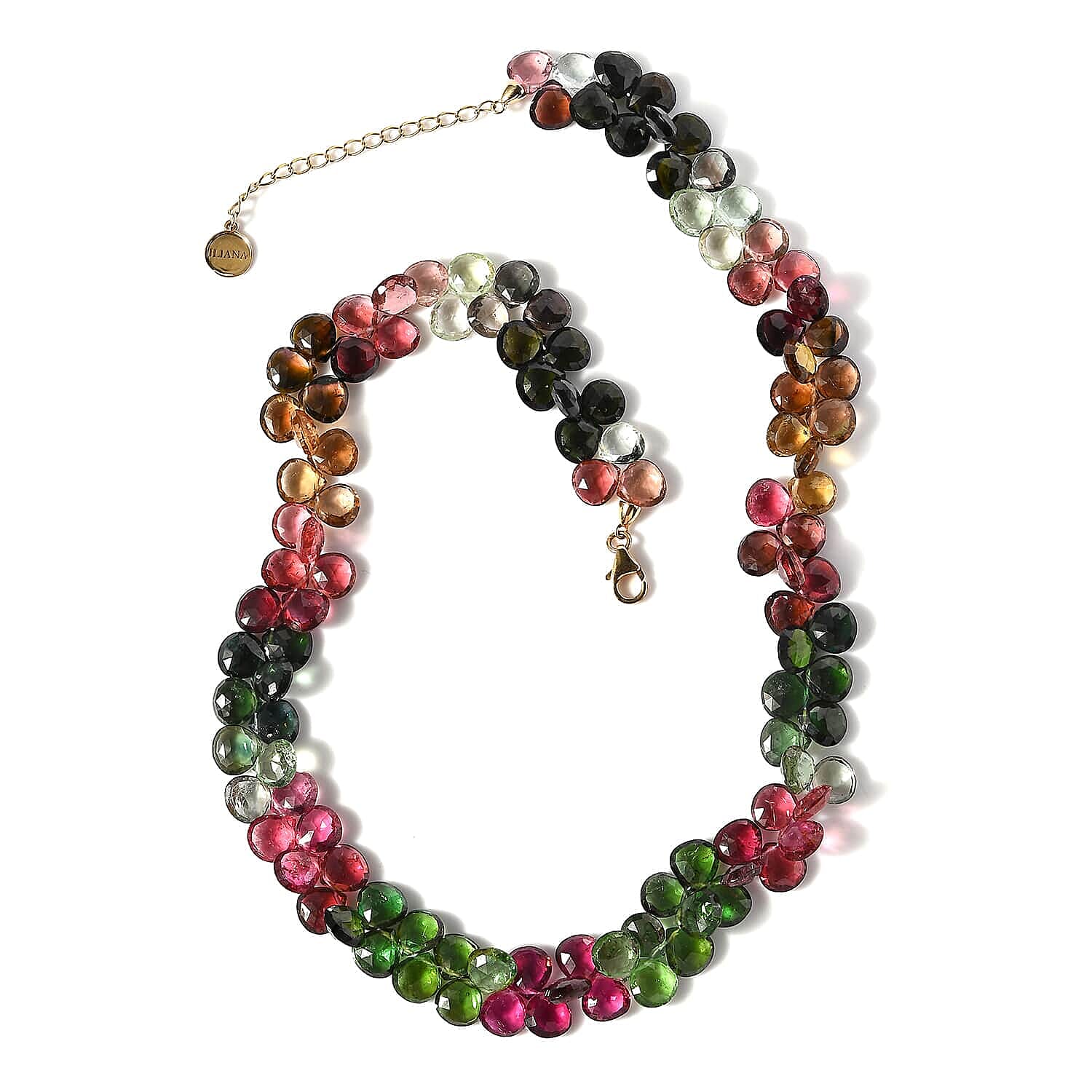 18K Yellow Gold  AAA   Multi-Tourmaline  Necklace (Size - 18) 210.00 ct,  Gold Wt. 2.26 Gms  210.000  Ct.