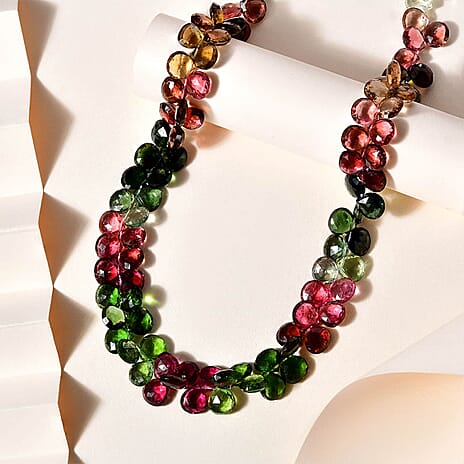 18K Yellow Gold  AAA   Multi-Tourmaline  Necklace (Size - 18) 210.00 ct,  Gold Wt. 2.26 Gms  210.000  Ct.