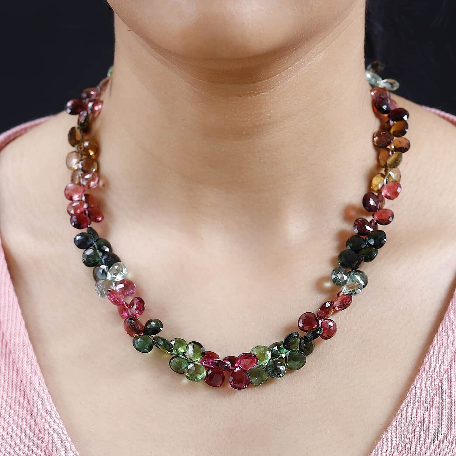 18K Yellow Gold  AAA   Multi-Tourmaline  Necklace (Size - 18) 210.00 ct,  Gold Wt. 2.26 Gms  210.000  Ct.