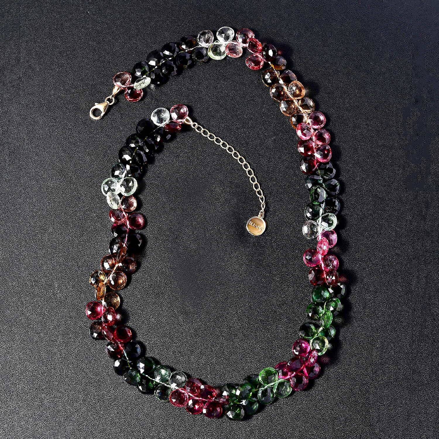 18K Yellow Gold  AAA   Multi-Tourmaline  Necklace (Size - 18) 210.00 ct,  Gold Wt. 2.26 Gms  210.000  Ct.