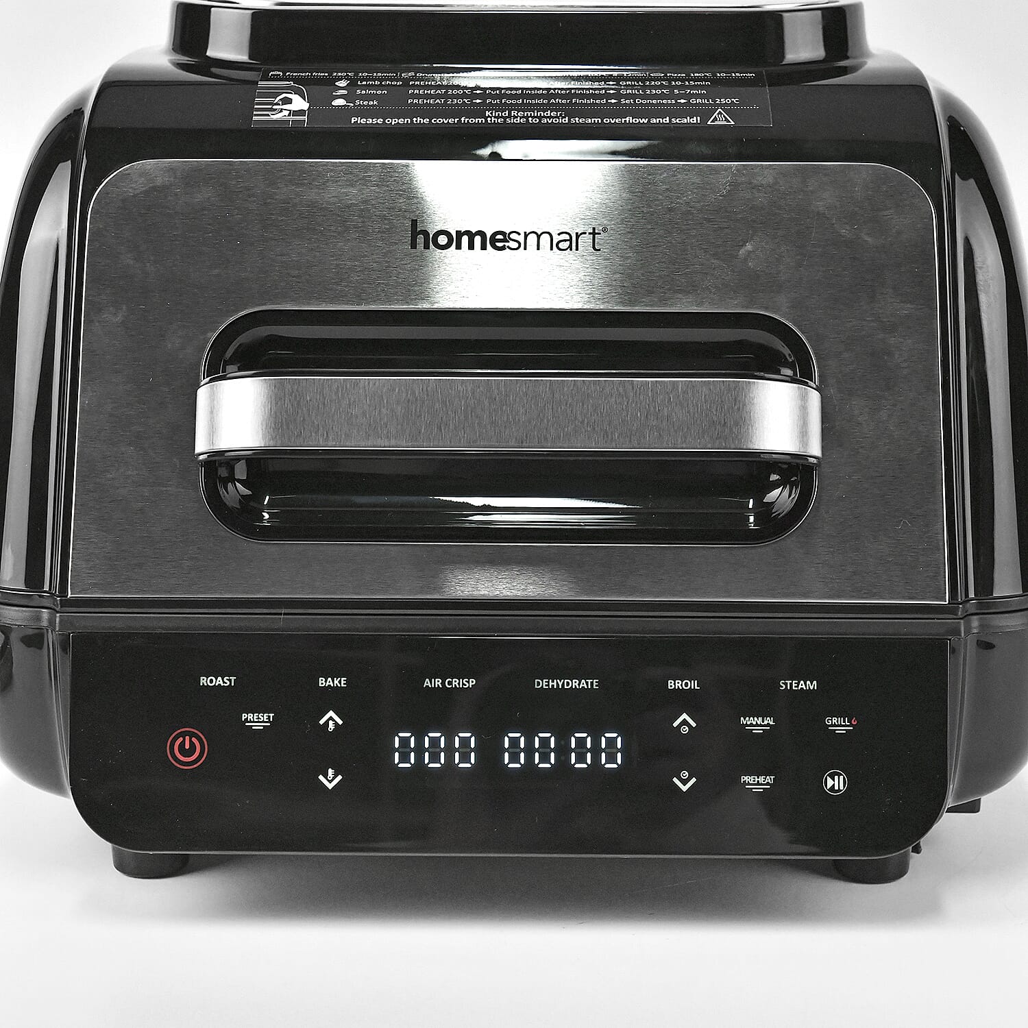 Complete Kitchen In A Box - HOMESMART Air Fry, Steam Grill Bake, Dehydrate (6L - 1700W) - Silver & Black