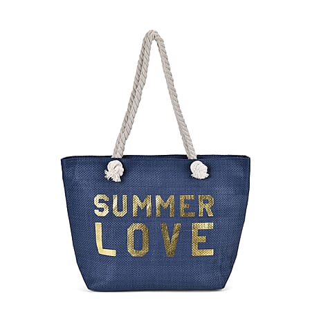 Summer Love Printed Tote Bag - Navy