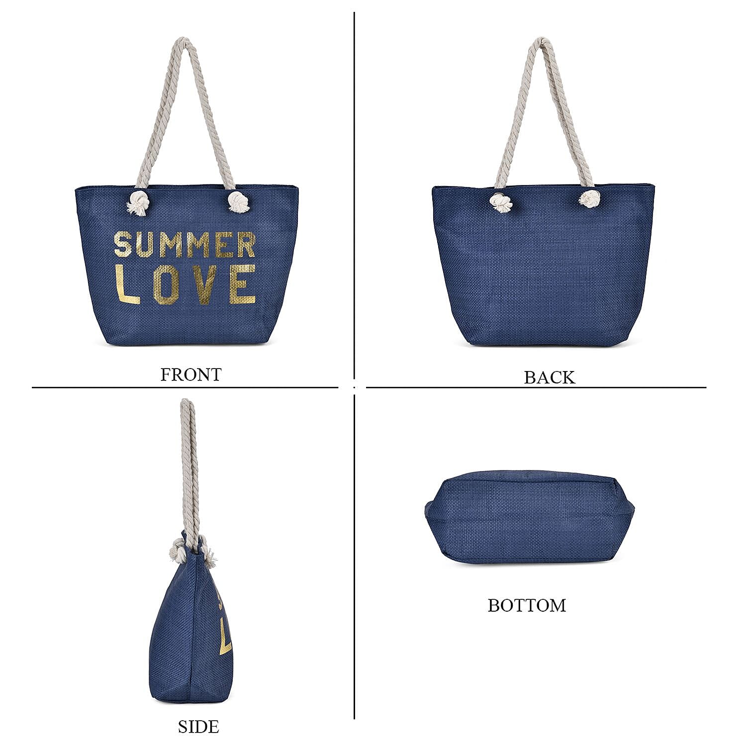 Summer Love Printed Tote Bag - Navy