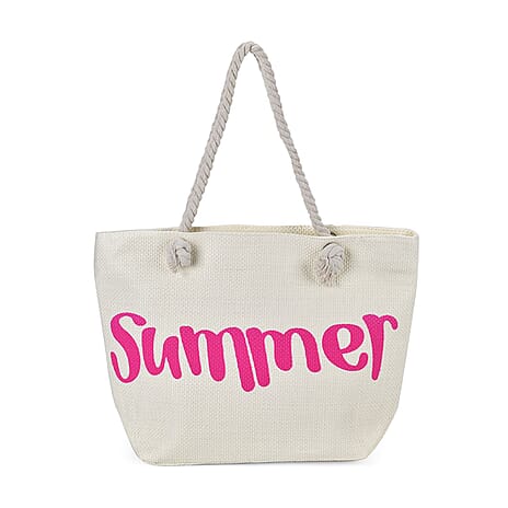 Love Printed Tote Bag - Pink