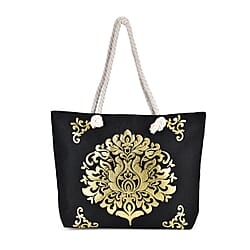 Printed Tote Bag with Metallic Glitter Gold
