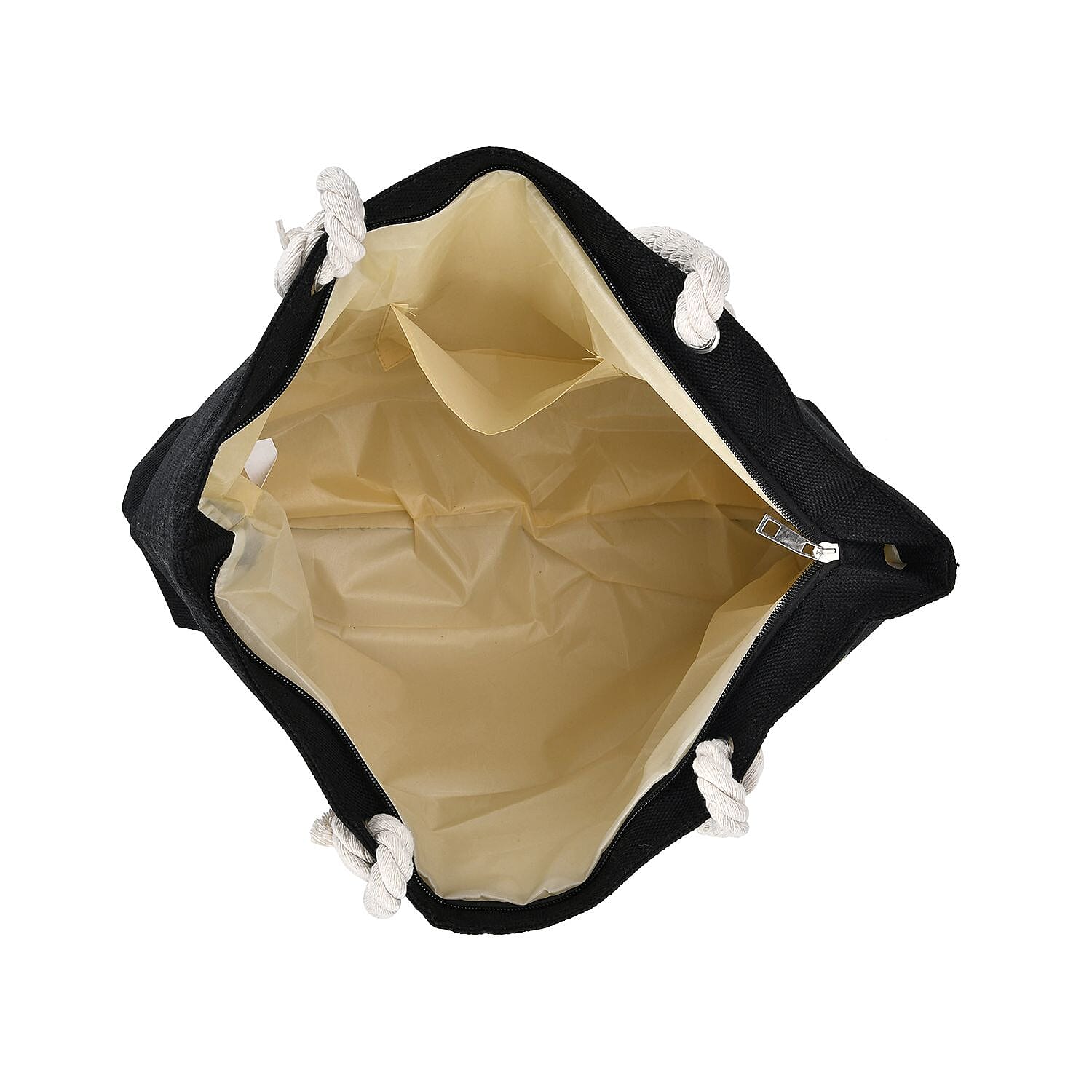 Damask Pattern Tote Bag with Mettalic Glitter Gold - Black