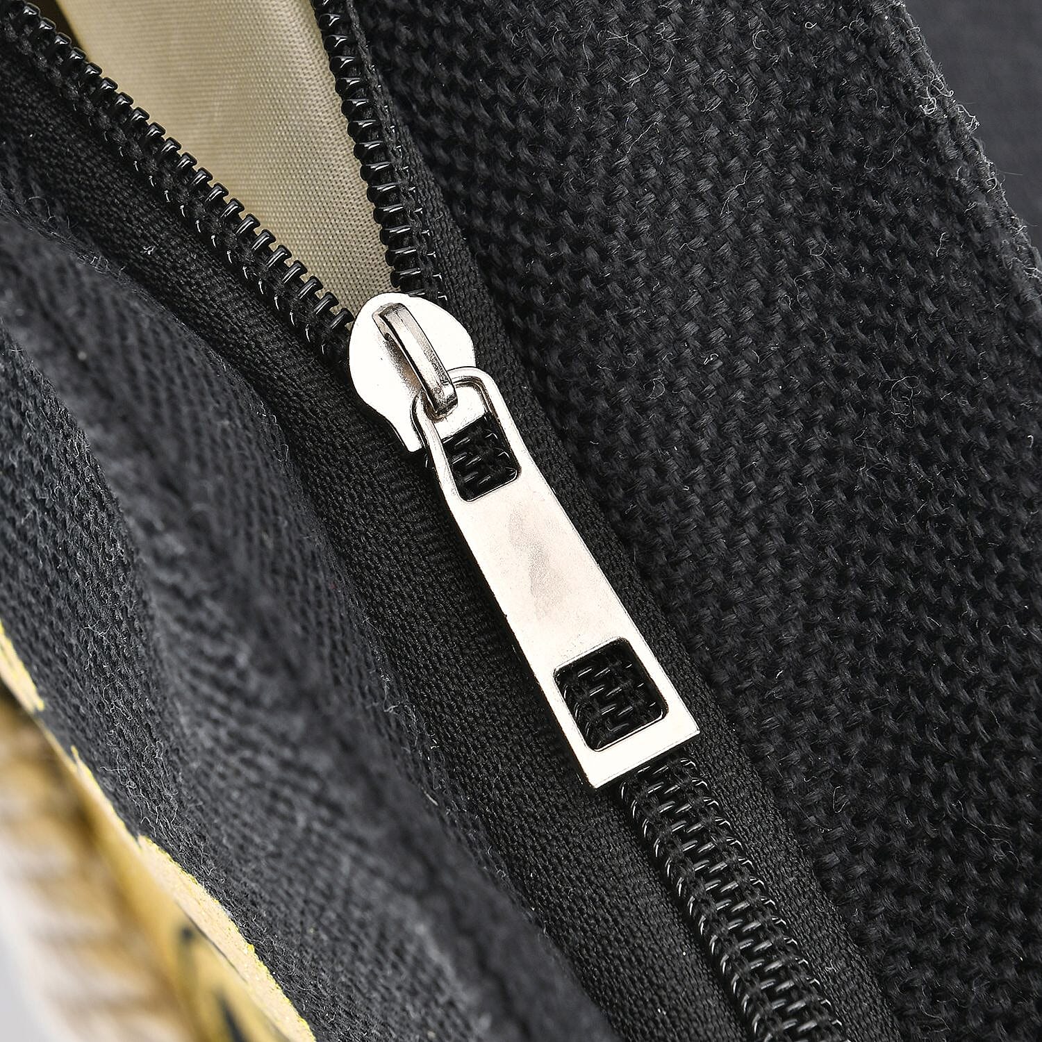 Damask Pattern Tote Bag with Mettalic Glitter Gold - Black