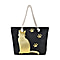Lip Pattern Tote Bag with Mettalic Glitter Gold - Beige
