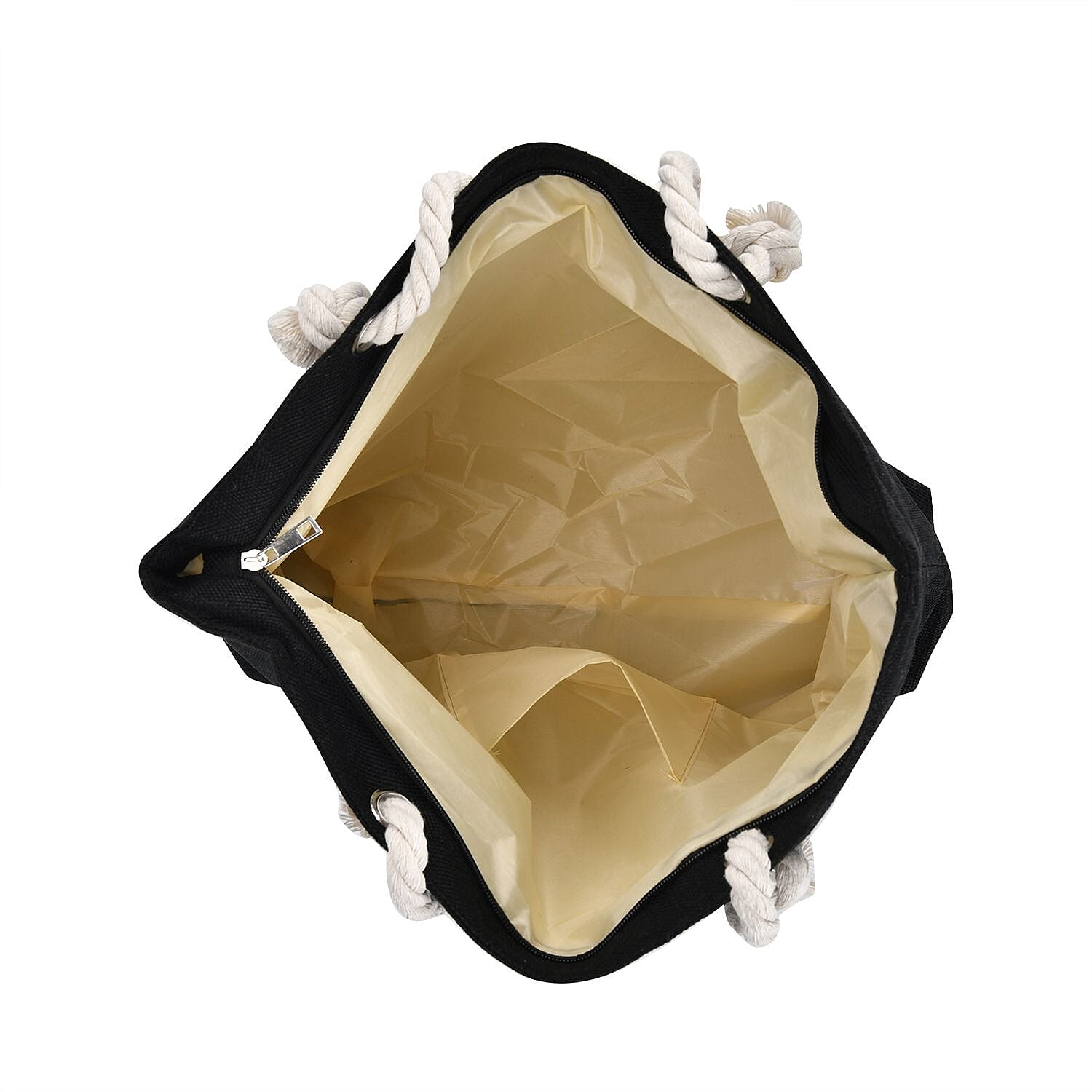 Cat Pattern Tote Bag with Mettalic Glitter Gold - Black