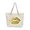 Damask Pattern Tote Bag with Mettalic Glitter Gold - Black