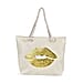 Printed Tote Bag with Metallic Glitter Gold