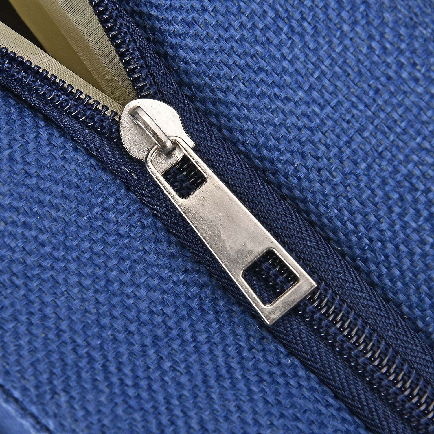 Leaves Pattern Tote Bag with Mettalic Glitter Gold - Navy