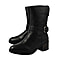 LOTUS -Black Leather Osmond Heeled Mid-Calf Boots - Black