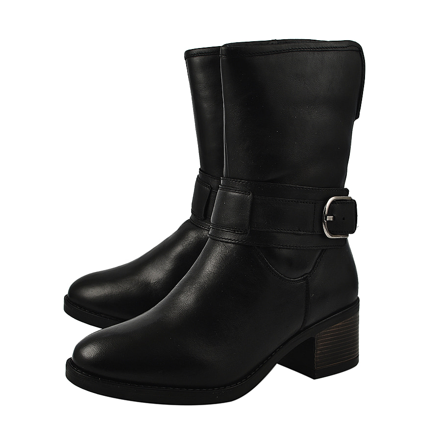 LOTUS - Leather Osmond Heeled Mid-Calf Boots (Size 4) - Black