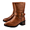 LOTUS -Black Leather Osmond Heeled Mid-Calf Boots - Black