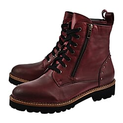 LOTUS - Dark Red Leather Braxton Ankle Boots - Dark Red