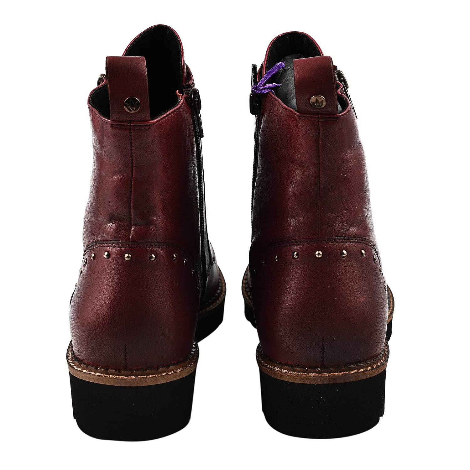 LOTUS - Dark Red Leather Braxton Ankle Boots - Dark Red