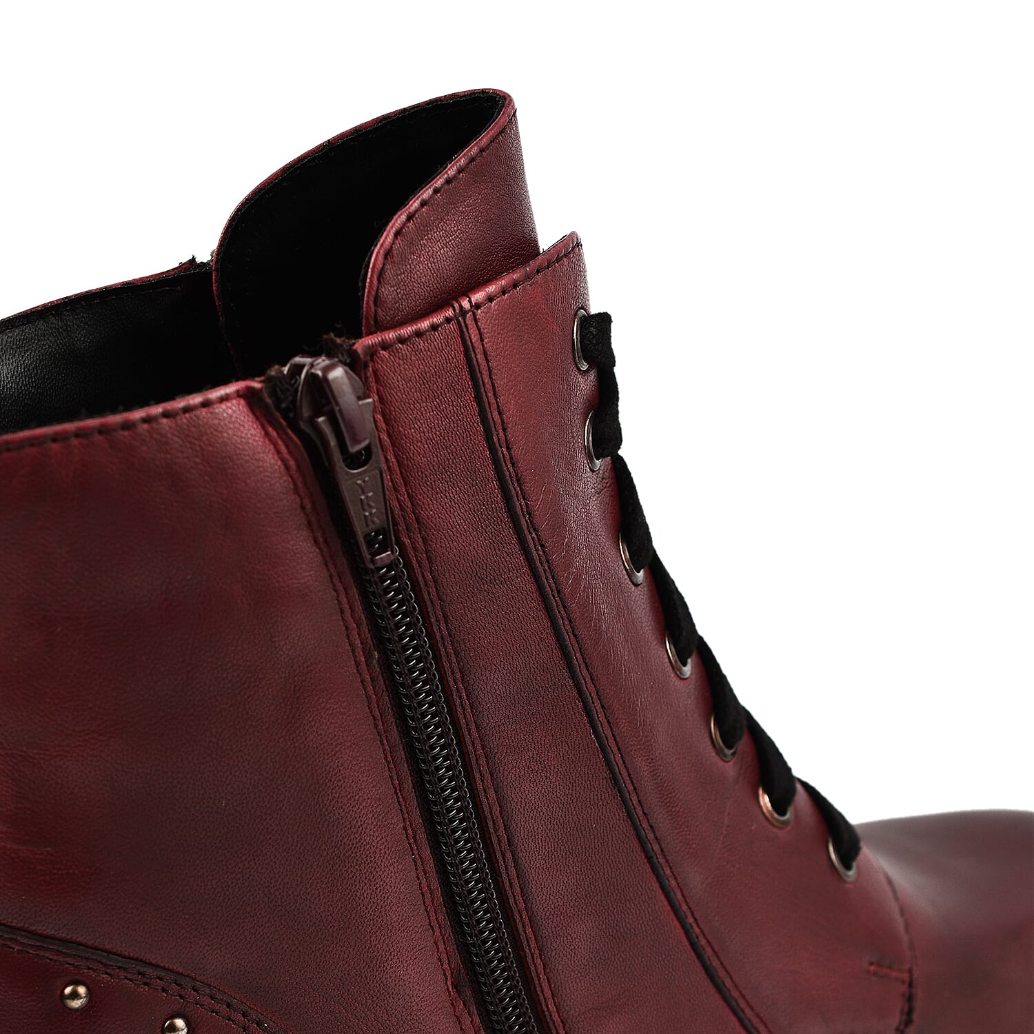 LOTUS - Dark Red Leather Braxton Ankle Boots - Dark Red