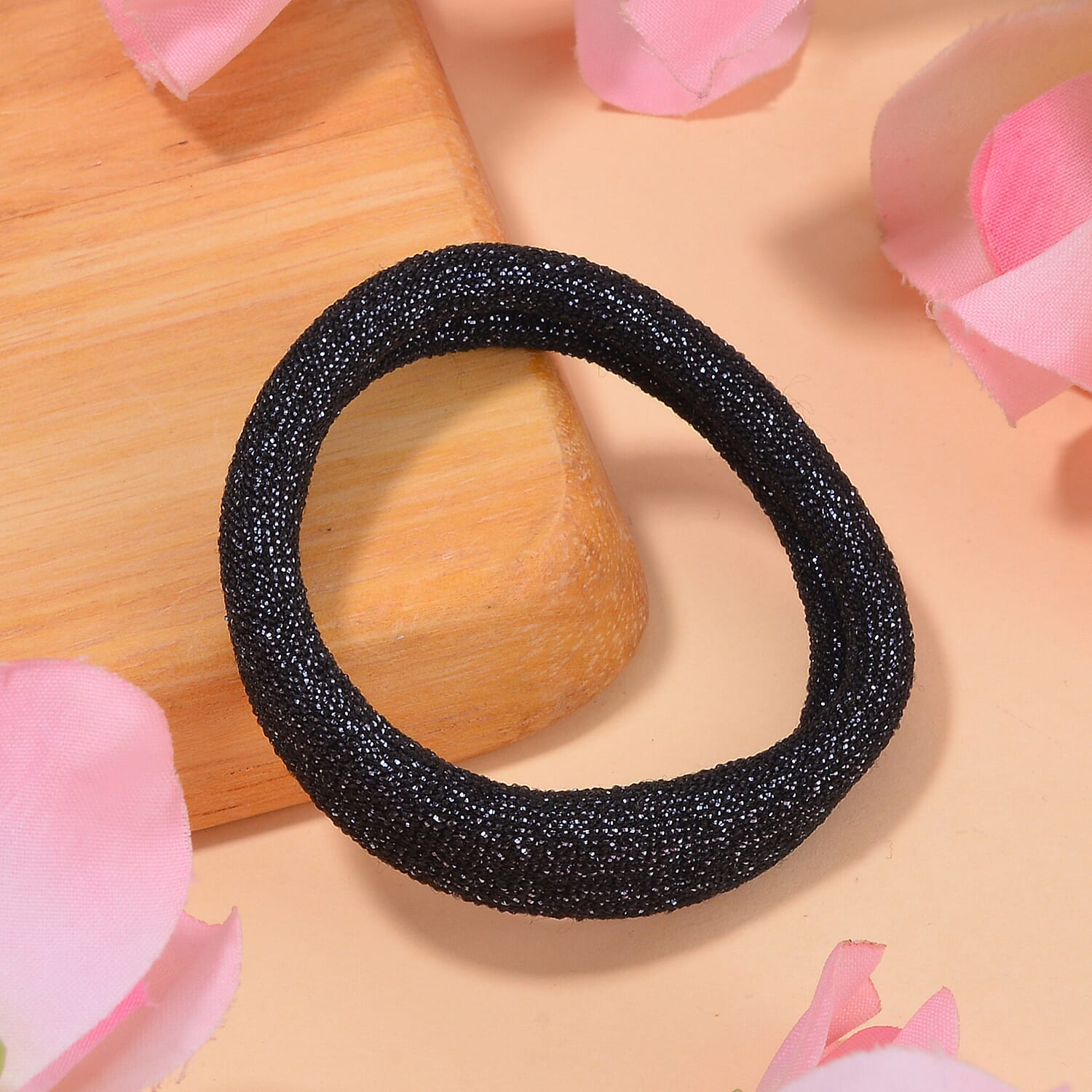 Set of 100 Hair Cotton Bands - Black - 7691602 - TJC