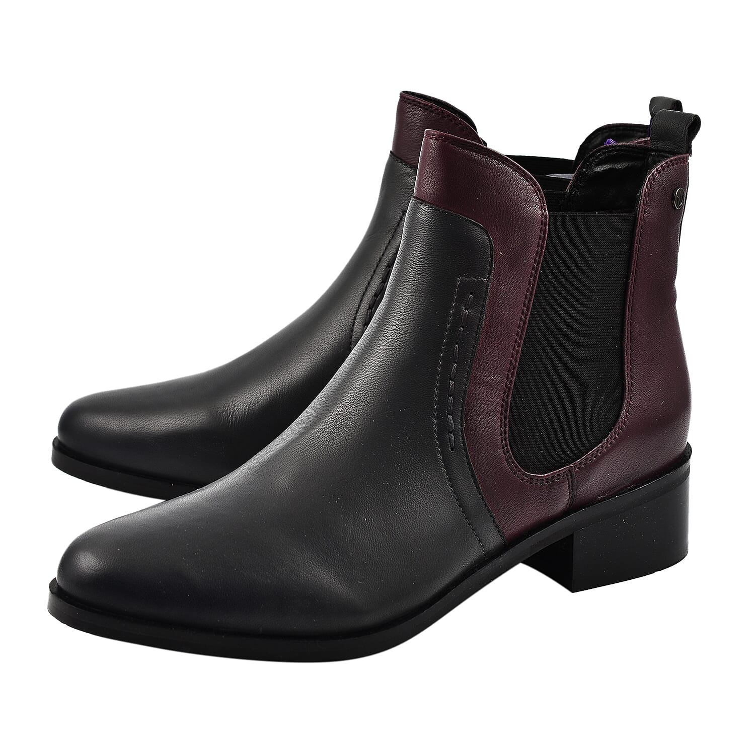 LOTUS - Leather Murphy Pull-On Ankle Boots (Size 7) - Grey & BORDO