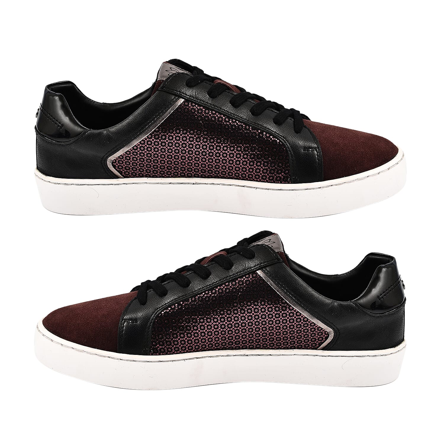 LOTUS Sherese Leather Casual Zip-Up Trainers (Size 7) - Black & BORDO