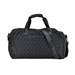 Travel Duffle Bag with Quilted Leaves Pattern - Purple