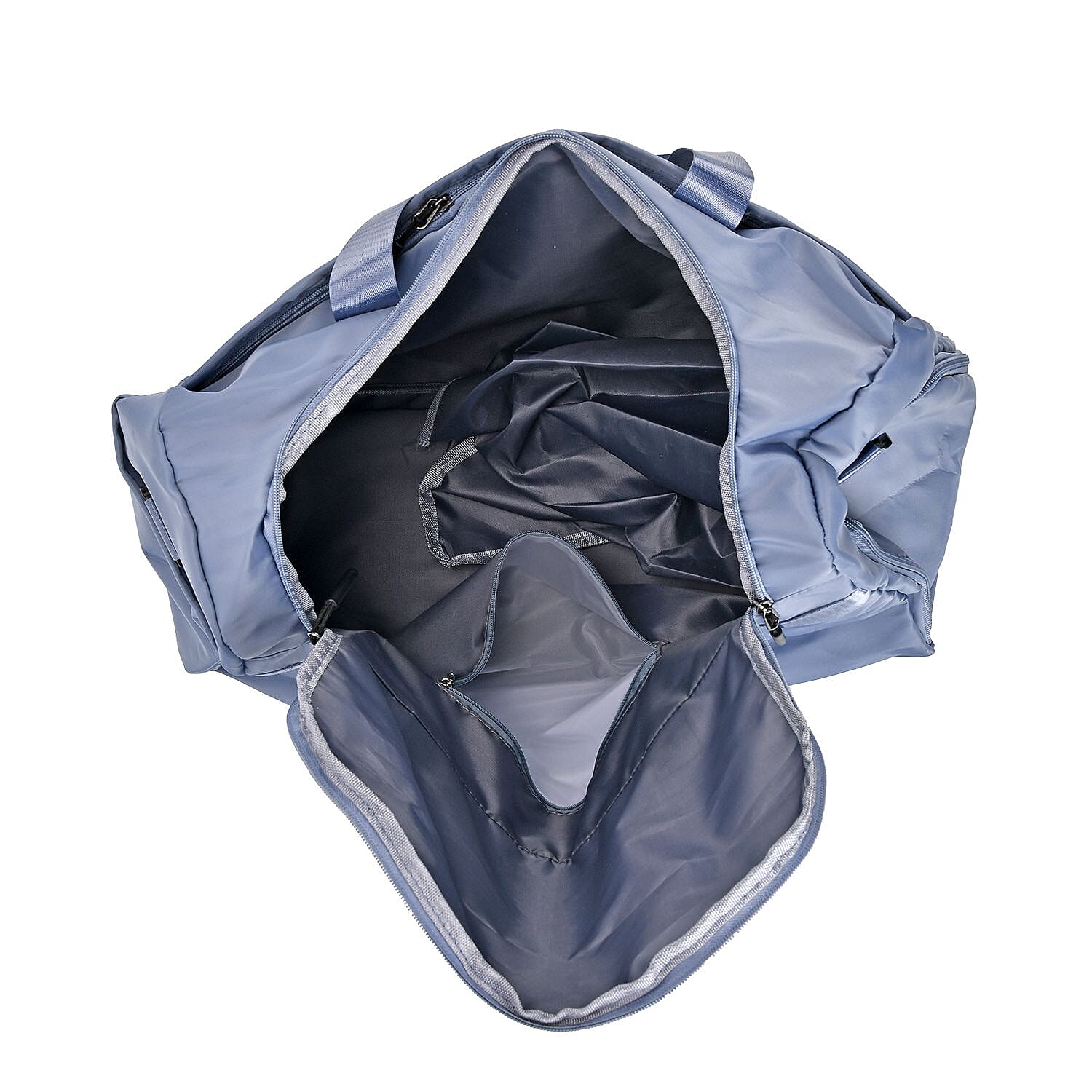 Travel Duffle Bag with Quilted Leaves Pattern - Blue