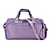 Travel Duffle Bag with Quilted Leaves Pattern - Purple