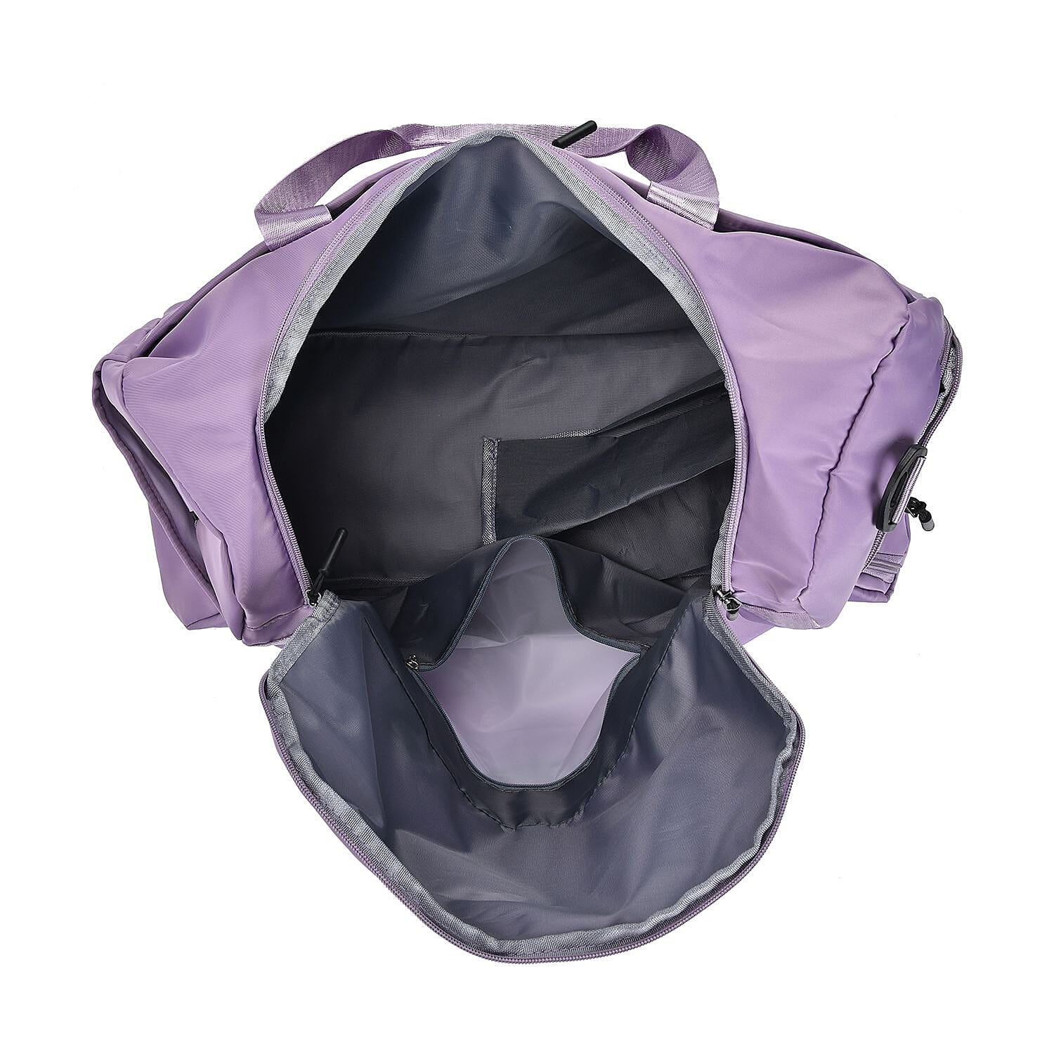 Travel Duffle Bag with Quilted Leaves Pattern - Purple