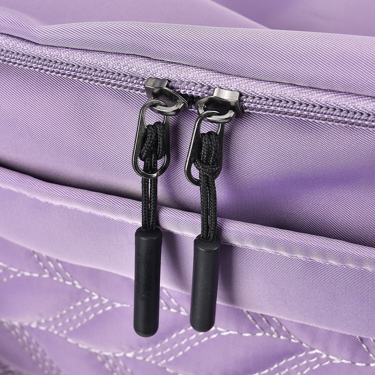 Travel Duffle Bag with Quilted Leaves Pattern - Purple