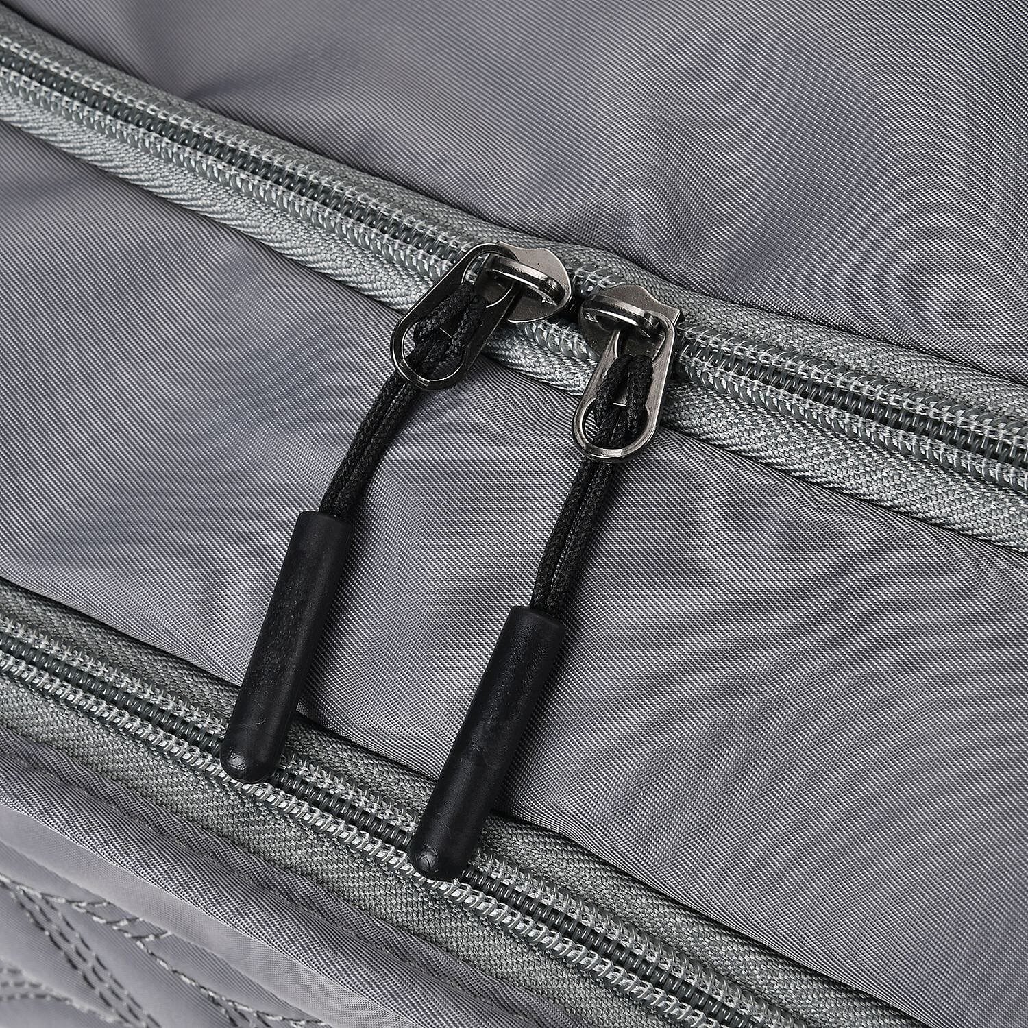 Travel Duffle Bag with Quilted Leaves Pattern - Dark Grey