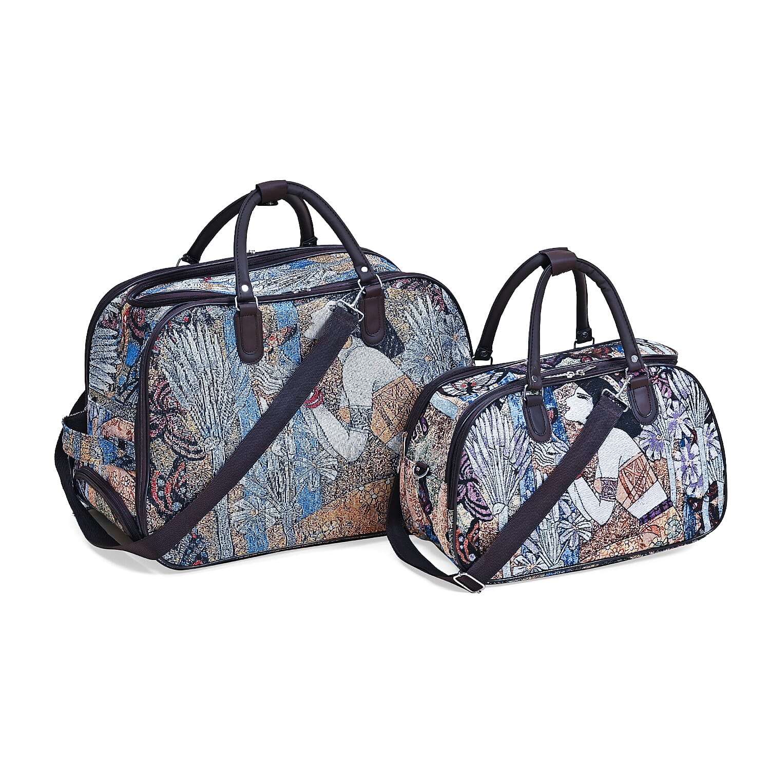 Set of 2 Duffle Bags with Shoulder Straps and Rolling Wheel 7692318 TJC