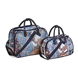 Set of 2 Duffle Bags with Shoulder Straps and Rolling Wheel