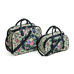 Set of 2 Duffle Bags with Shoulder Straps and Rolling Wheel