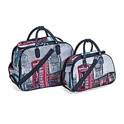 Set of 2 Duffle Bags with Shoulder Straps and Rolling Wheel