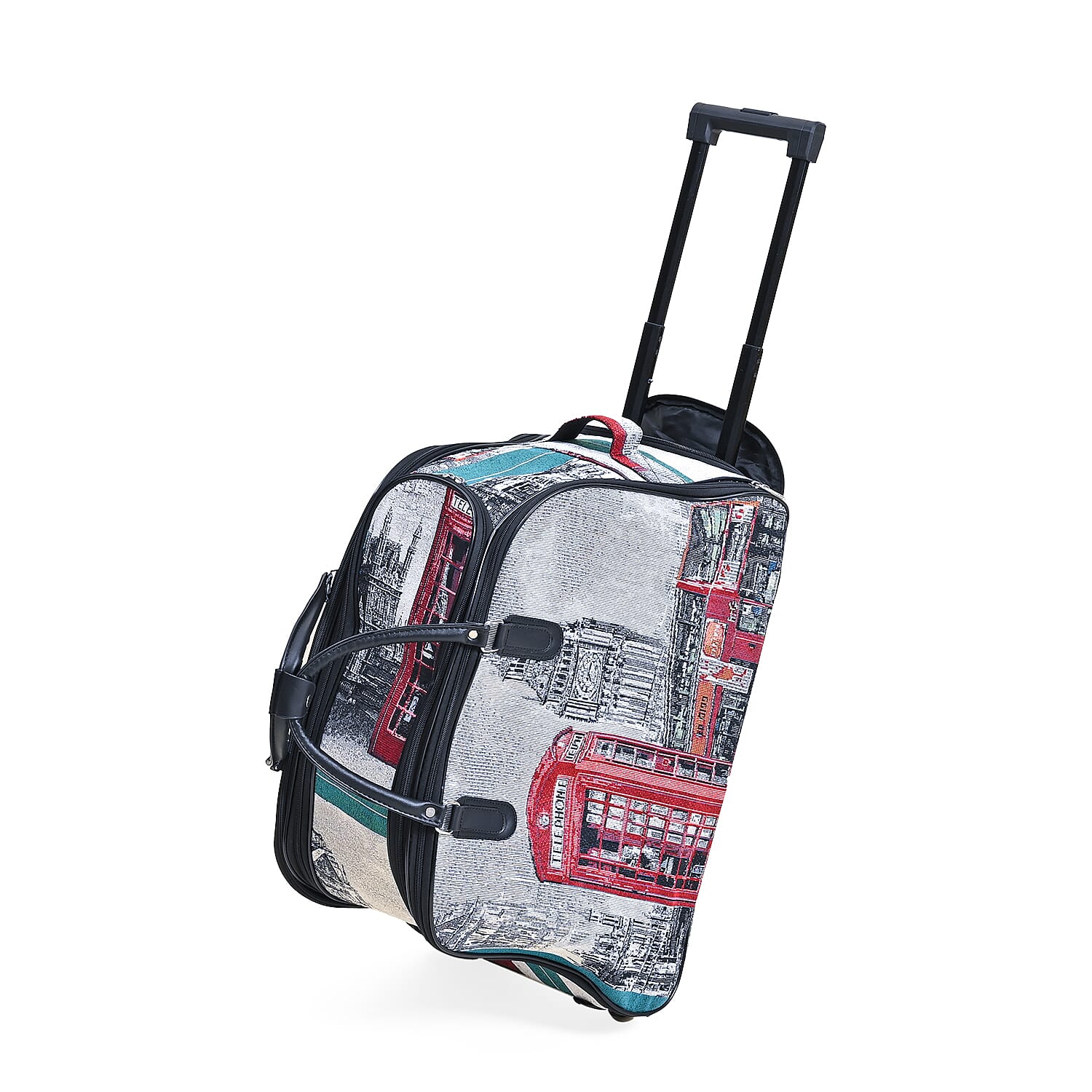 Set of 2 Large Wheeled Rolling Travel Duffle Bag with Handle Drop - Green with Big Ben