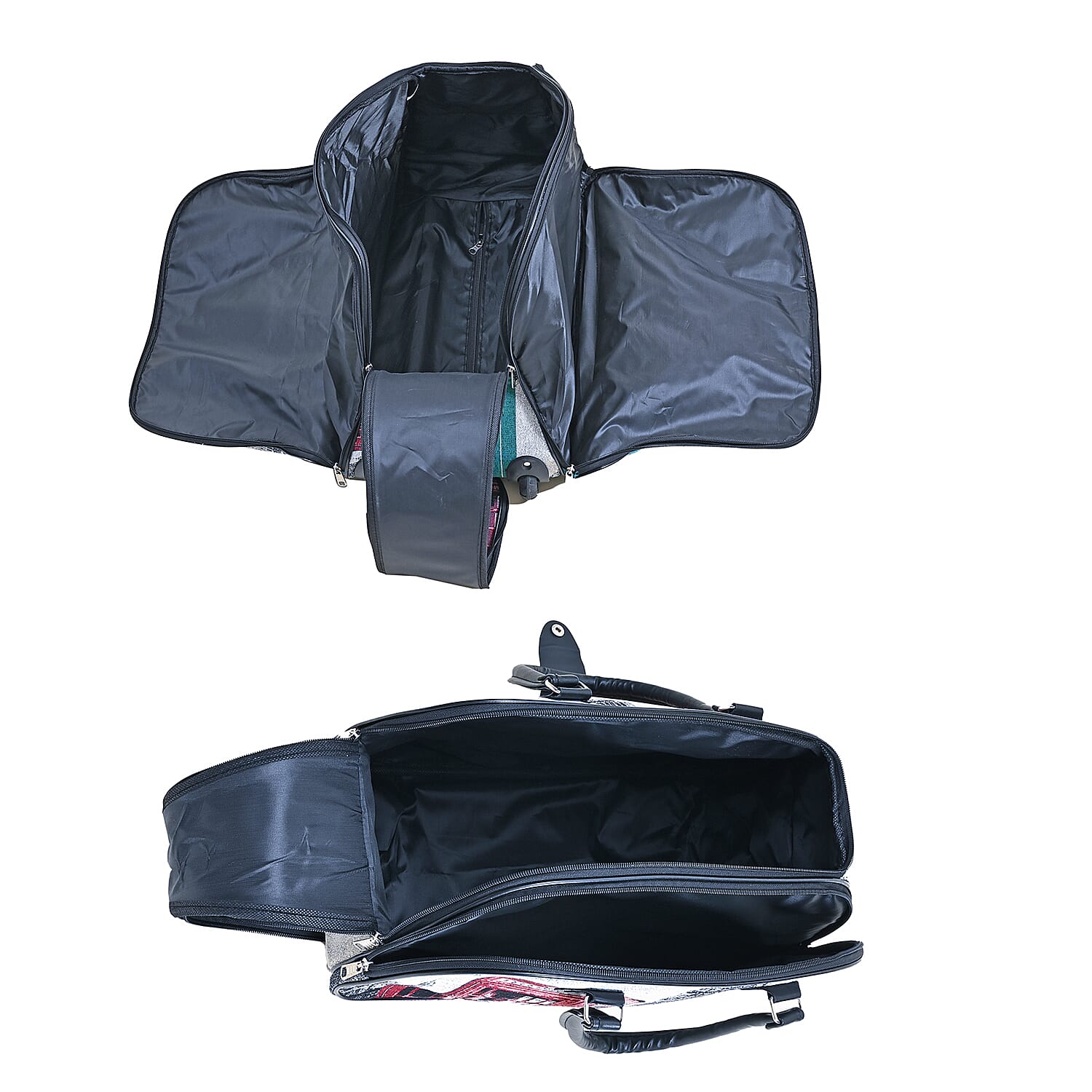 Set of 2 Large Wheeled Rolling Travel Duffle Bag with Handle Drop - Green with Big Ben